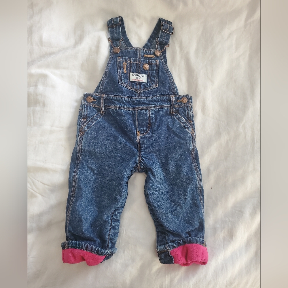 Oshkosh fleece lined denim overalls